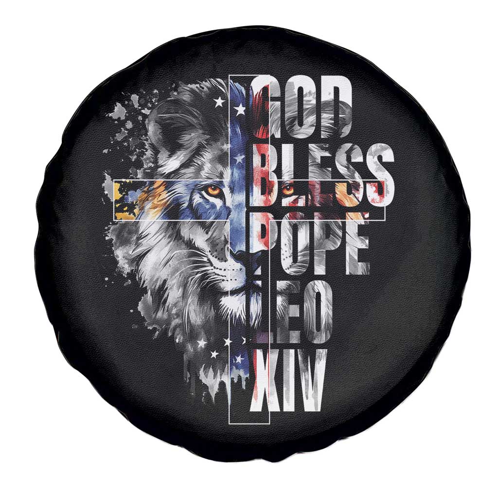God Bless Pope Leo XIV Spare Tire Cover Lion American Flag