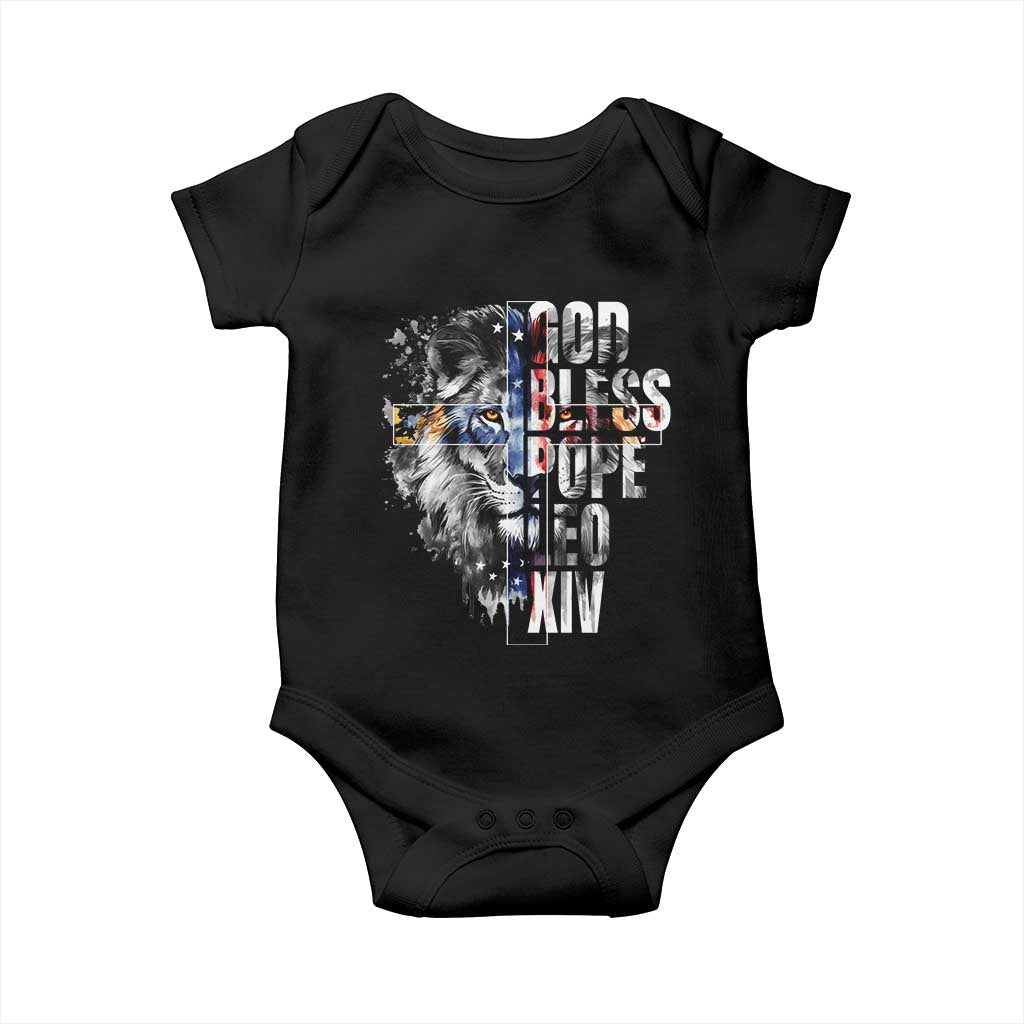 God Bless Pope Leo XIV Baby Onesie Lion American Flag