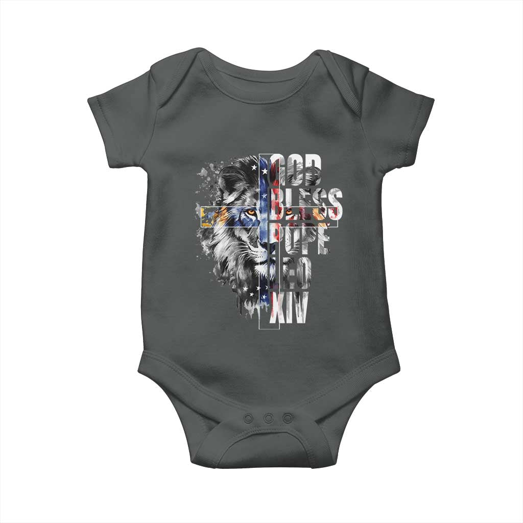 God Bless Pope Leo XIV Baby Onesie Lion American Flag