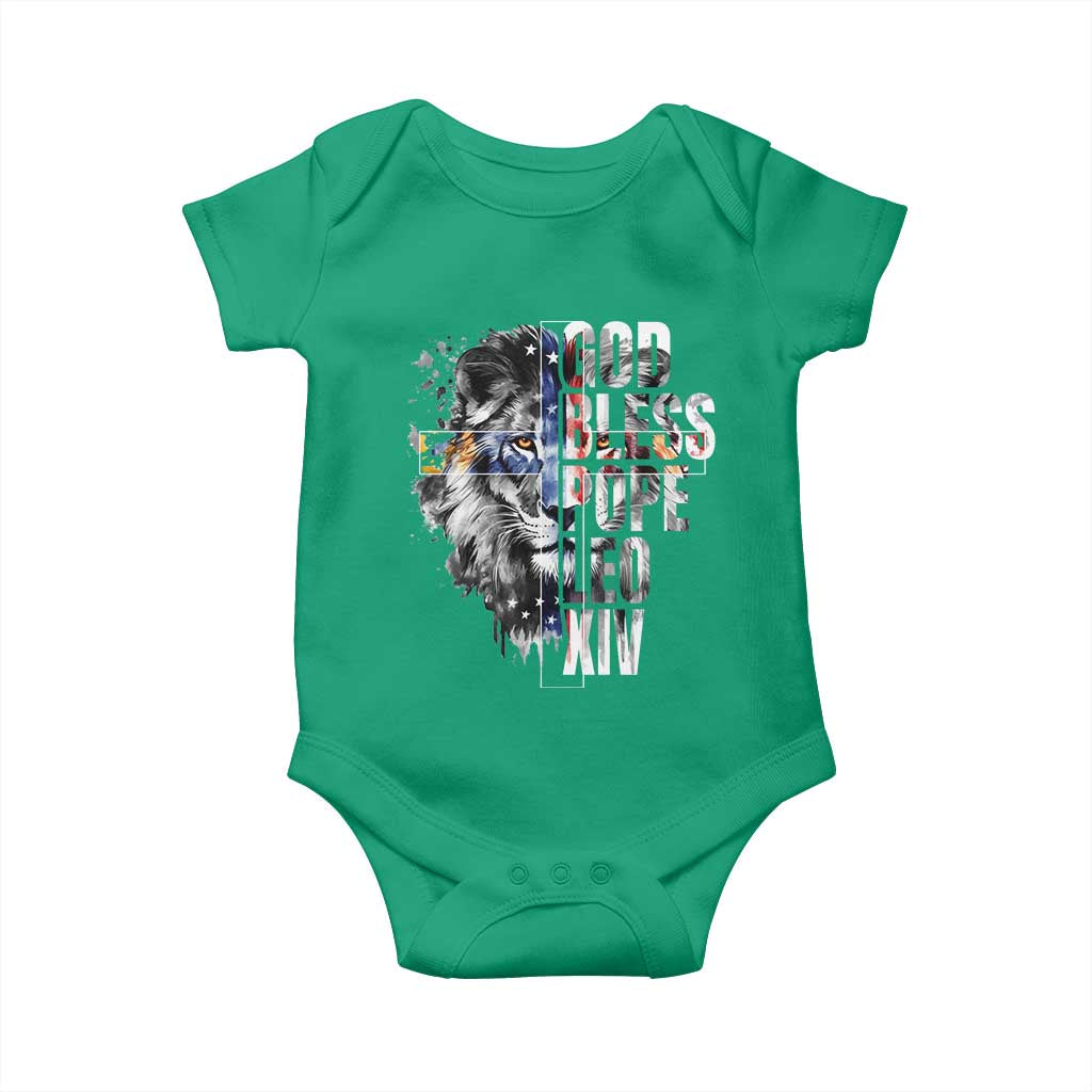 God Bless Pope Leo XIV Baby Onesie Lion American Flag