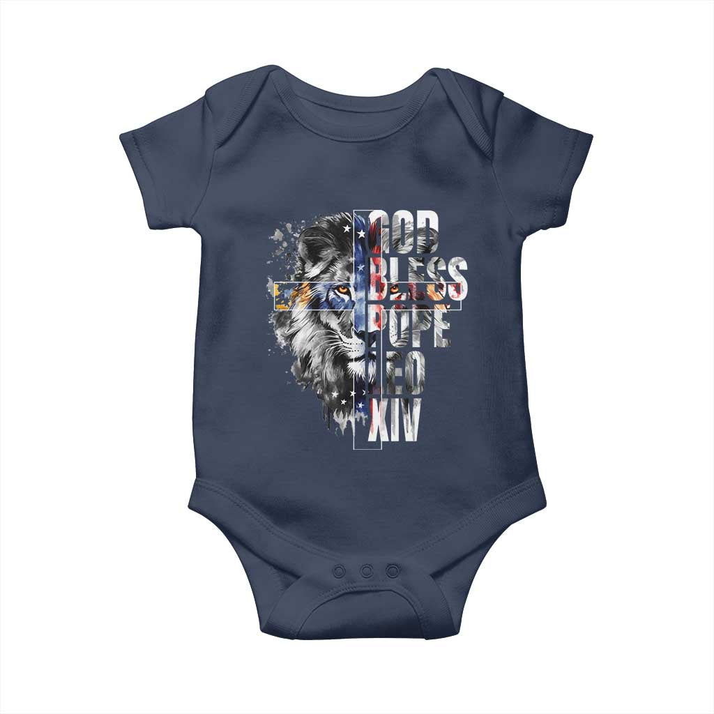 God Bless Pope Leo XIV Baby Onesie Lion American Flag