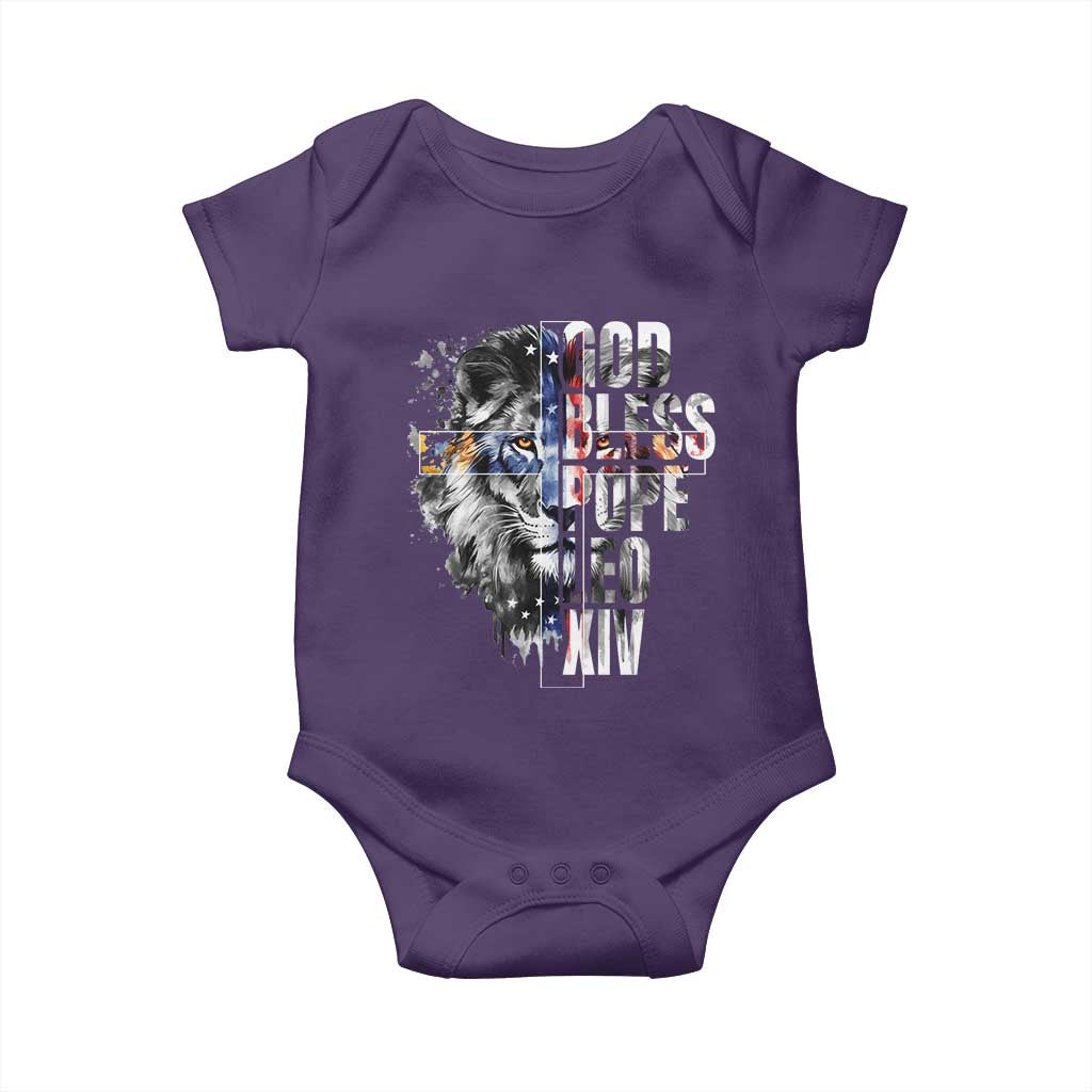 God Bless Pope Leo XIV Baby Onesie Lion American Flag