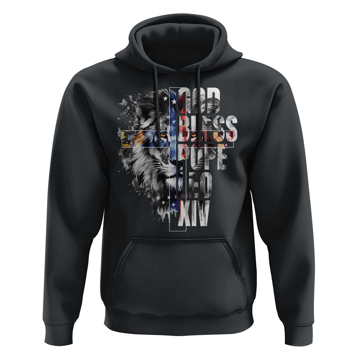 God Bless Pope Leo XIV Hoodie Lion American Flag