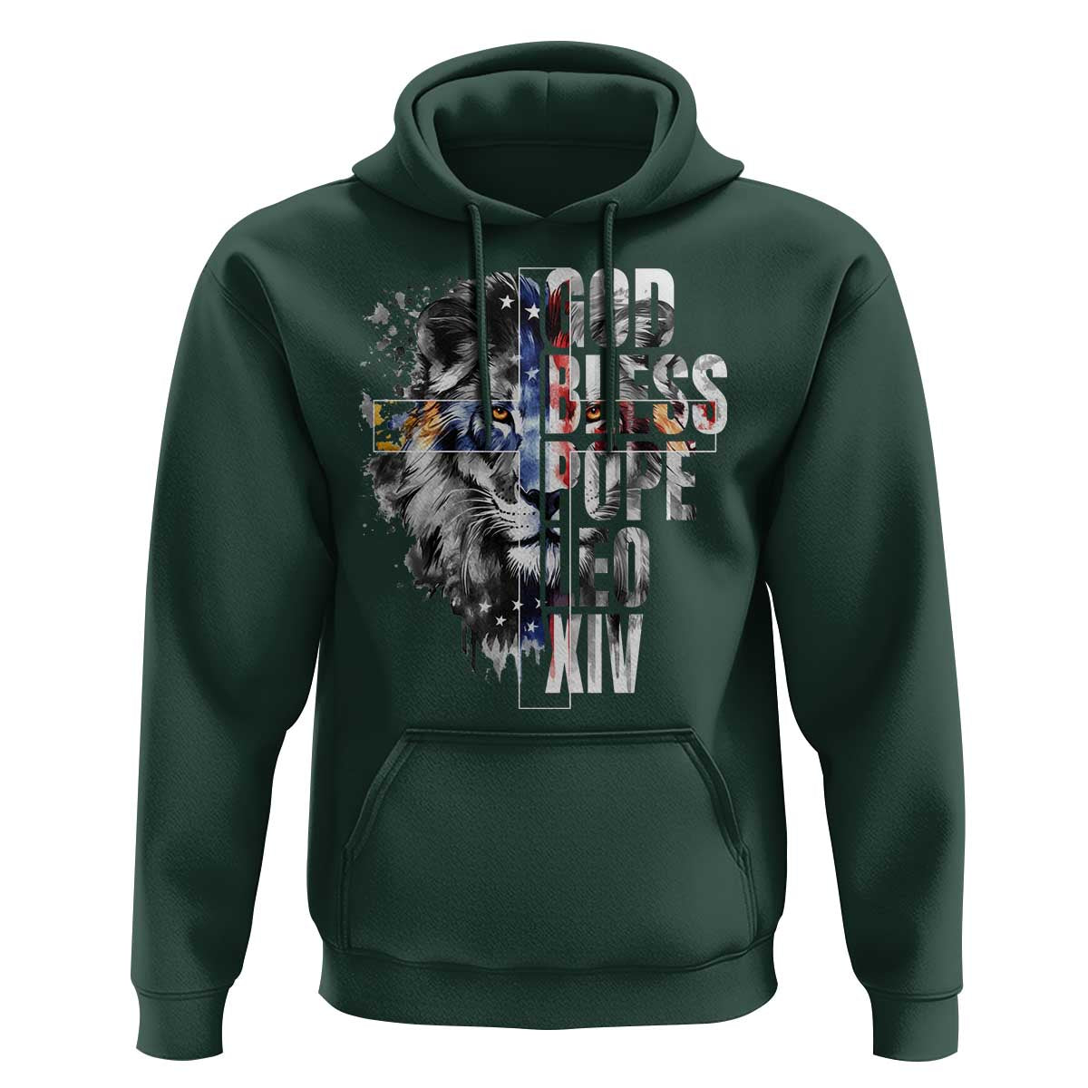 God Bless Pope Leo XIV Hoodie Lion American Flag