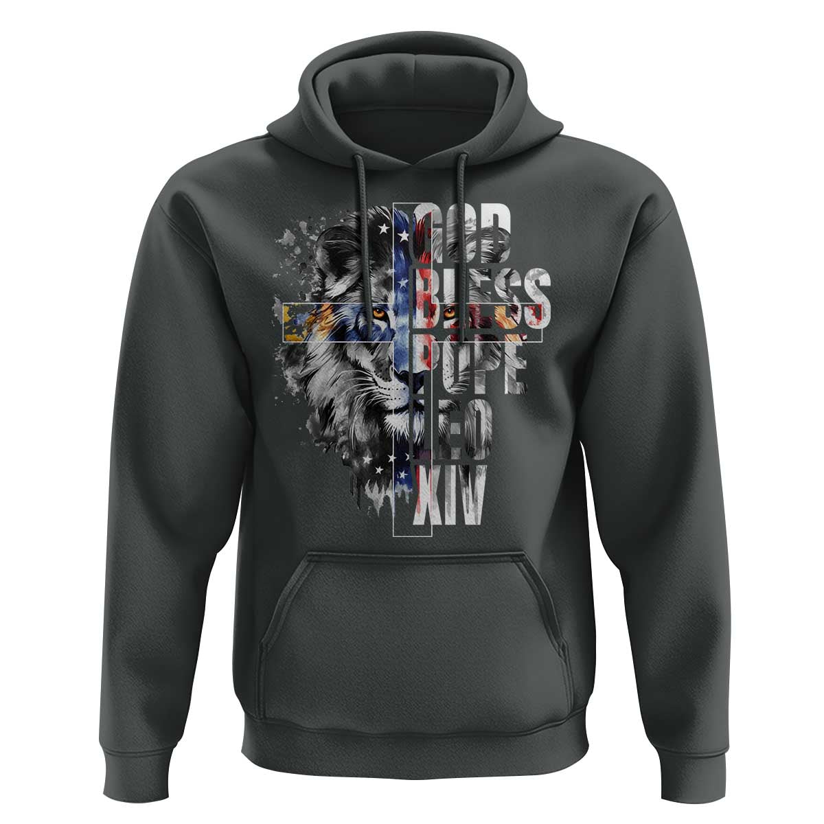 God Bless Pope Leo XIV Hoodie Lion American Flag