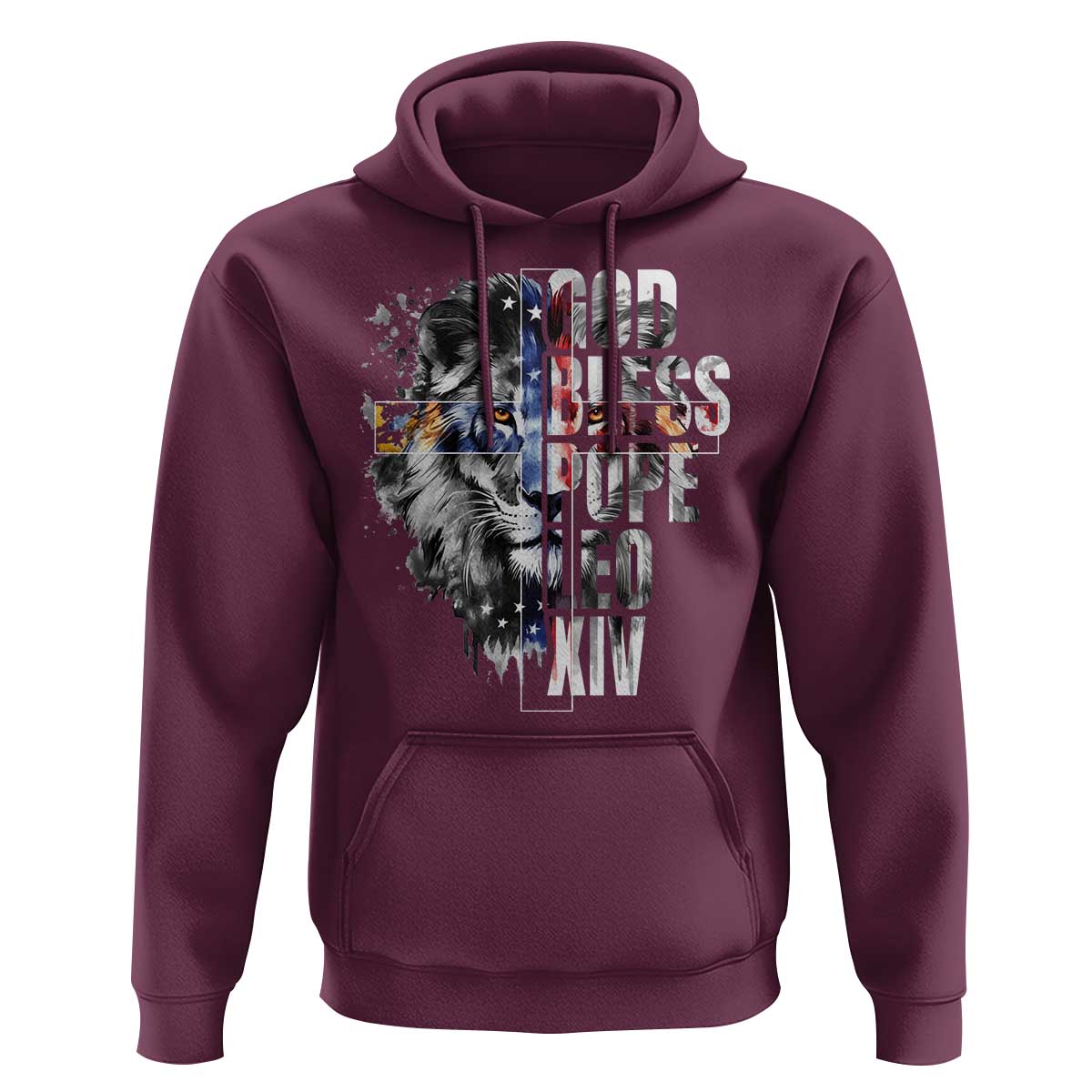 God Bless Pope Leo XIV Hoodie Lion American Flag