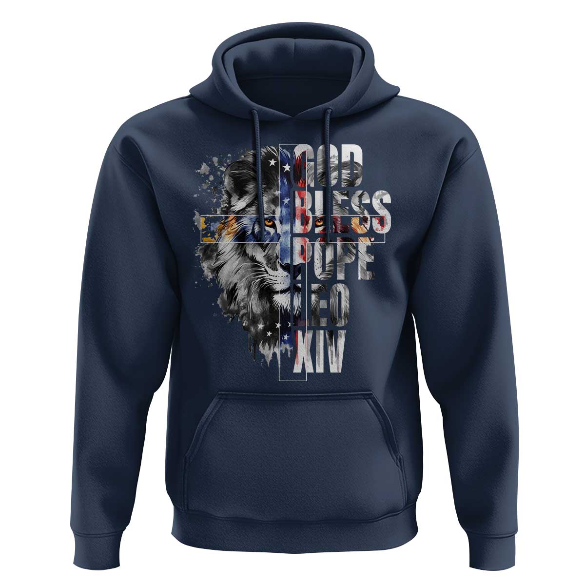 God Bless Pope Leo XIV Hoodie Lion American Flag