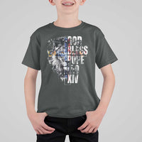 God Bless Pope Leo XIV T Shirt For Kid Lion American Flag