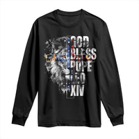 God Bless Pope Leo XIV Long Sleeve Shirt Lion American Flag