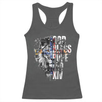 God Bless Pope Leo XIV Racerback Tank Top Lion American Flag
