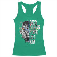 God Bless Pope Leo XIV Racerback Tank Top Lion American Flag