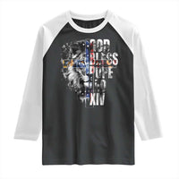 God Bless Pope Leo XIV Raglan Shirt Lion American Flag