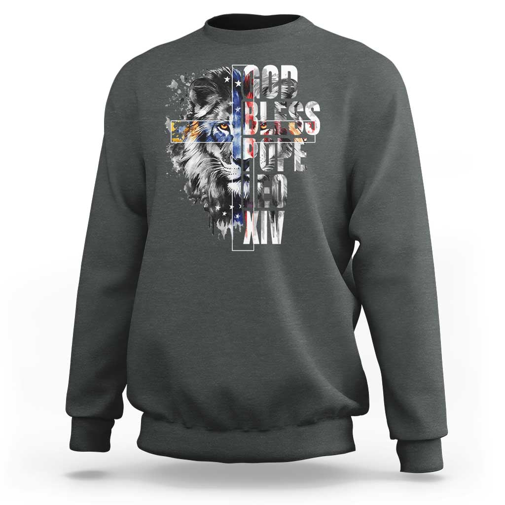 God Bless Pope Leo XIV Sweatshirt Lion American Flag