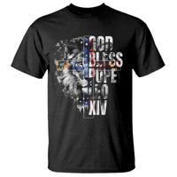 God Bless Pope Leo XIV T Shirt Lion American Flag