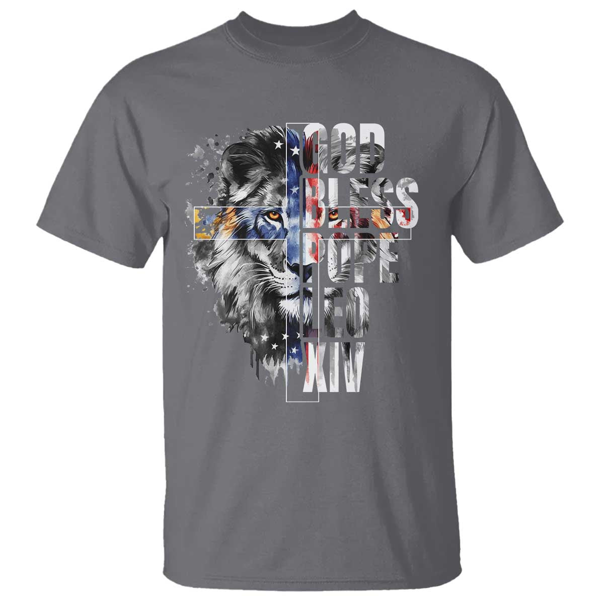 God Bless Pope Leo XIV T Shirt Lion American Flag