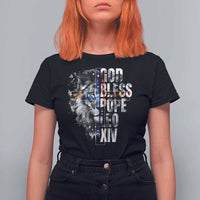 God Bless Pope Leo XIV T Shirt For Women Lion American Flag