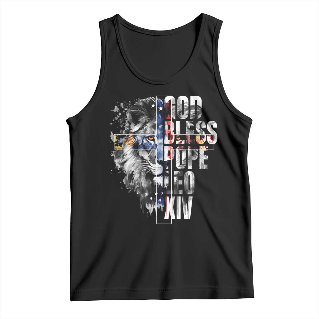 God Bless Pope Leo XIV Tank Top Lion American Flag