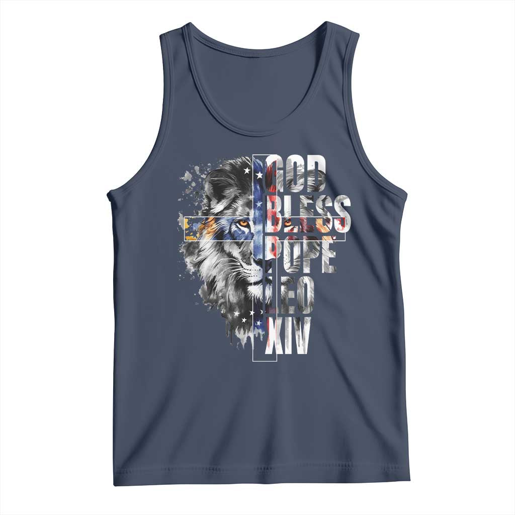 God Bless Pope Leo XIV Tank Top Lion American Flag