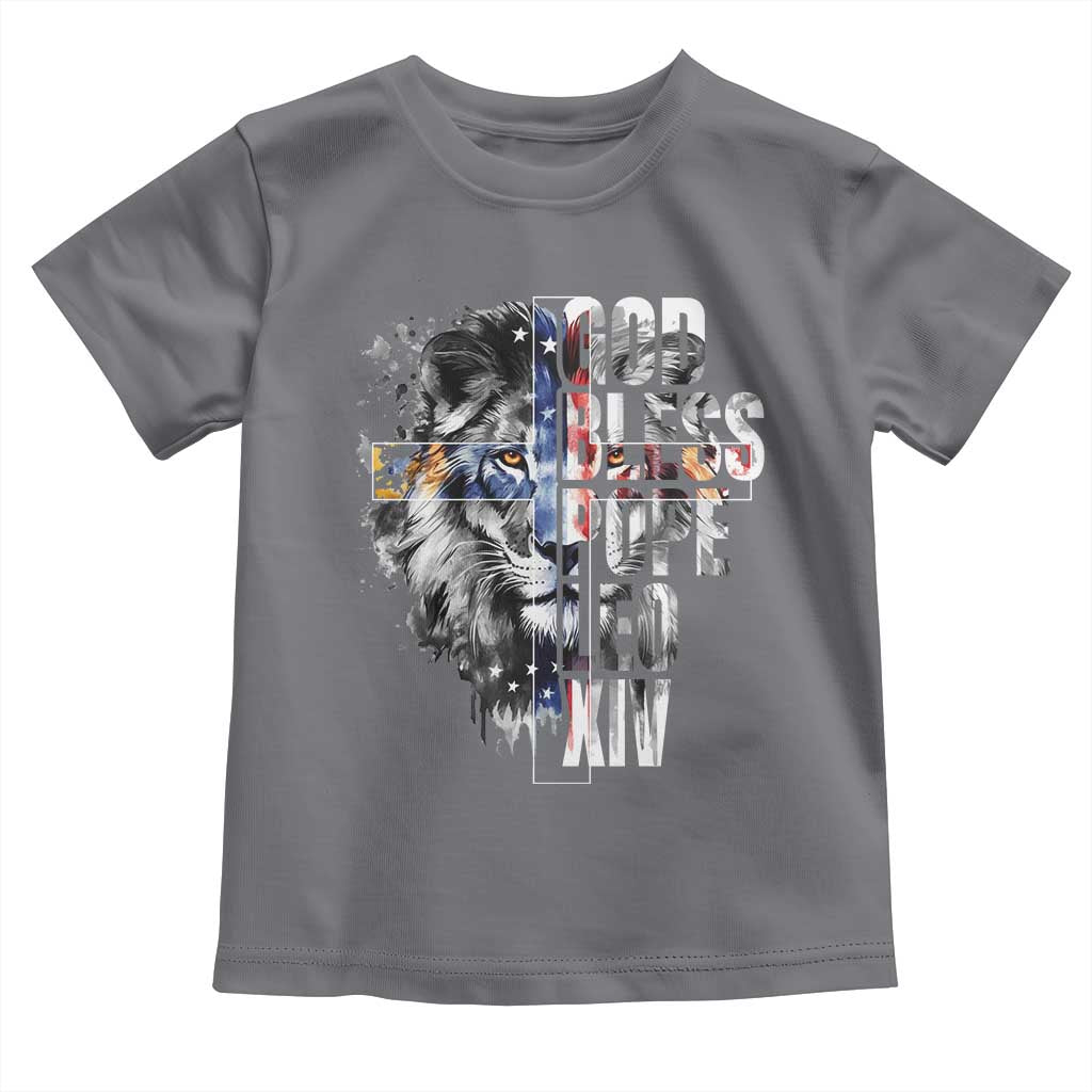 God Bless Pope Leo XIV Toddler T Shirt Lion American Flag
