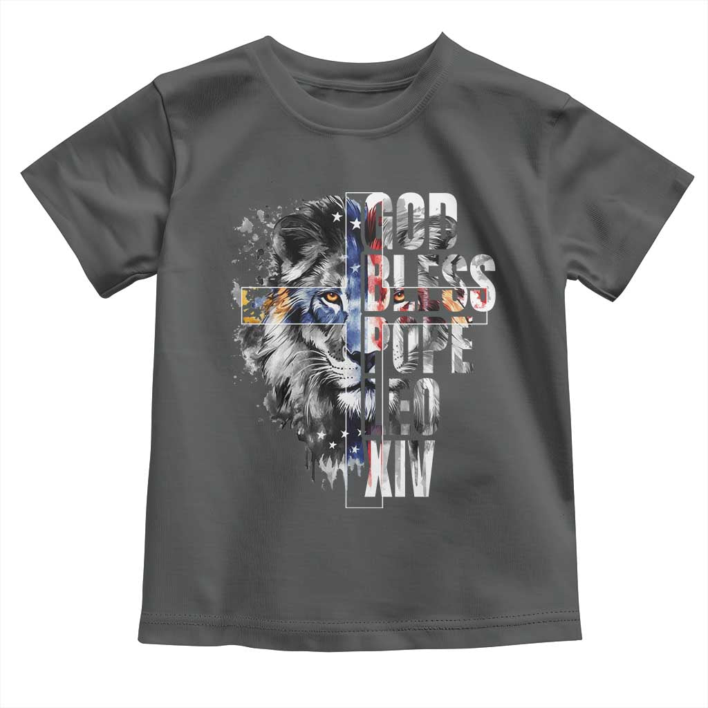 God Bless Pope Leo XIV Toddler T Shirt Lion American Flag
