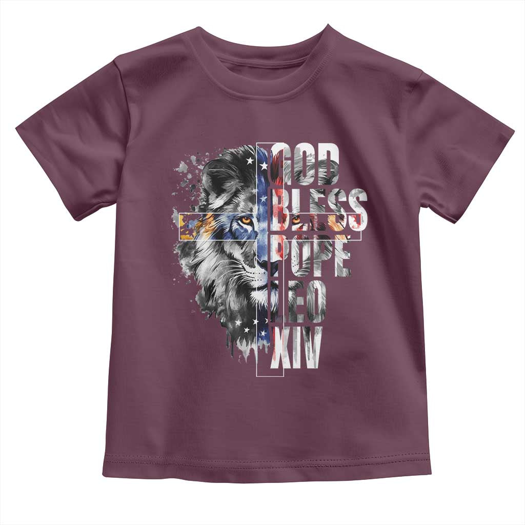 God Bless Pope Leo XIV Toddler T Shirt Lion American Flag