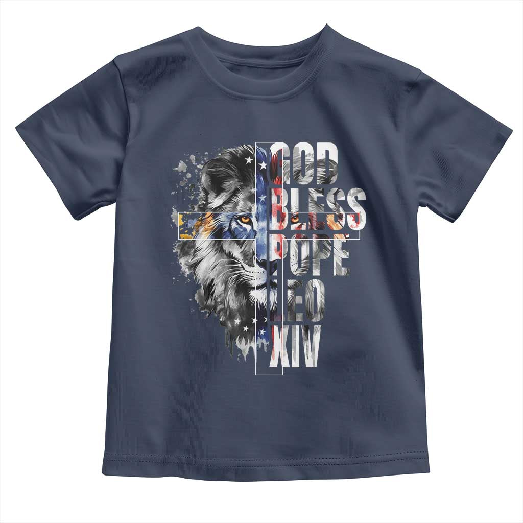 God Bless Pope Leo XIV Toddler T Shirt Lion American Flag