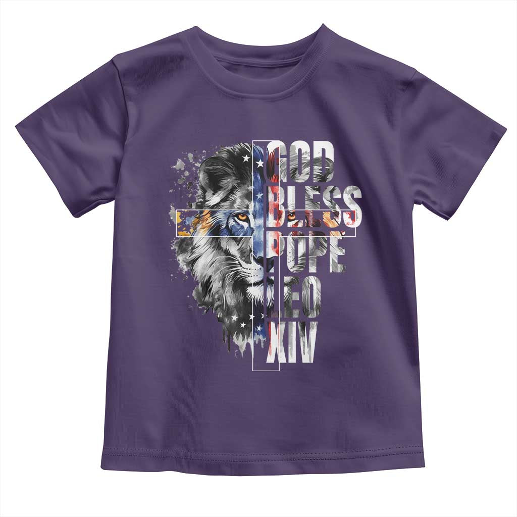 God Bless Pope Leo XIV Toddler T Shirt Lion American Flag