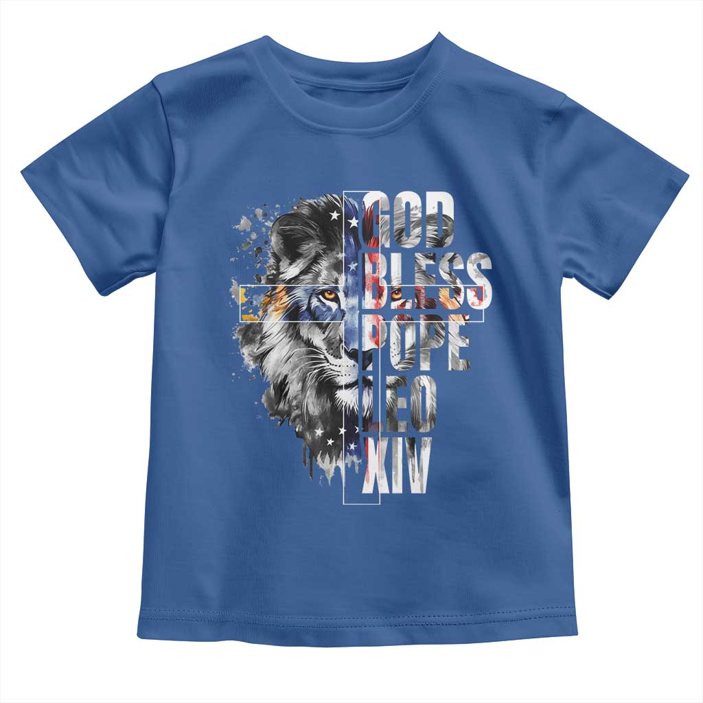 God Bless Pope Leo XIV Toddler T Shirt Lion American Flag