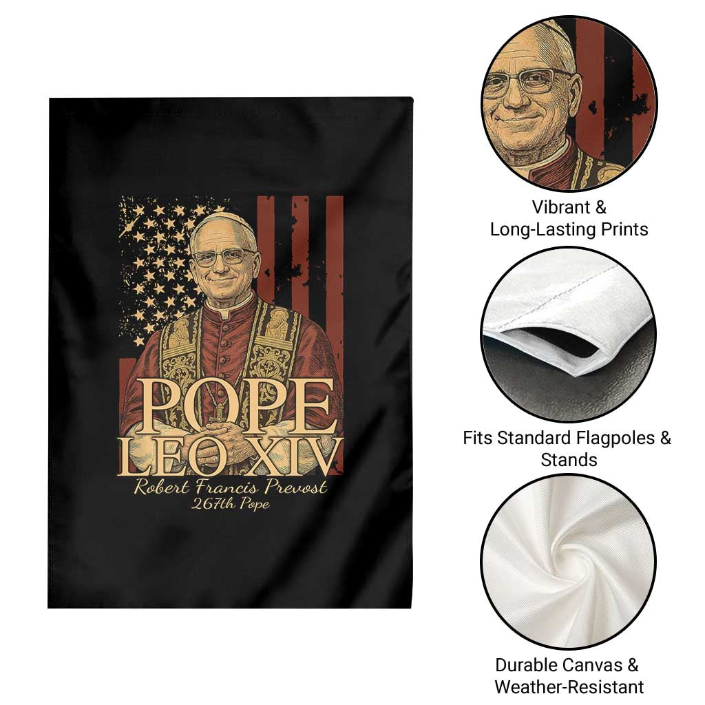 Cardinal Pope Leo XIV Garden Flag 267th Robert Francis Prevost American Flag - Wonder Print Shop