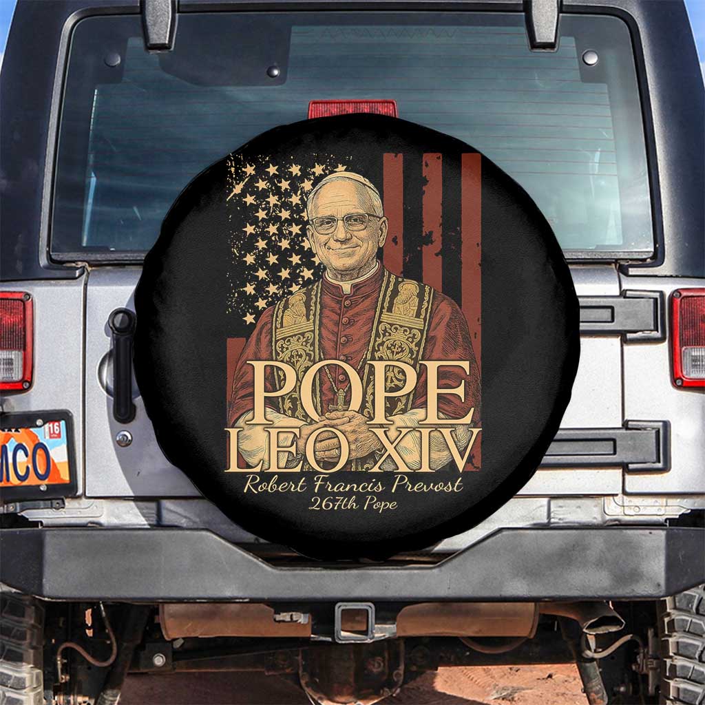 Cardinal Pope Leo XIV Spare Tire Cover 267th Robert Francis Prevost American Flag