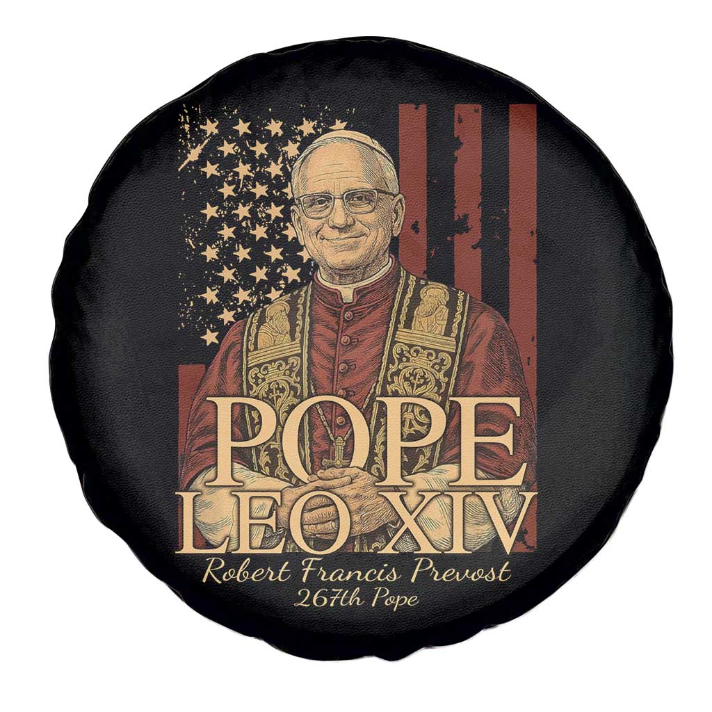 Cardinal Pope Leo XIV Spare Tire Cover 267th Robert Francis Prevost American Flag
