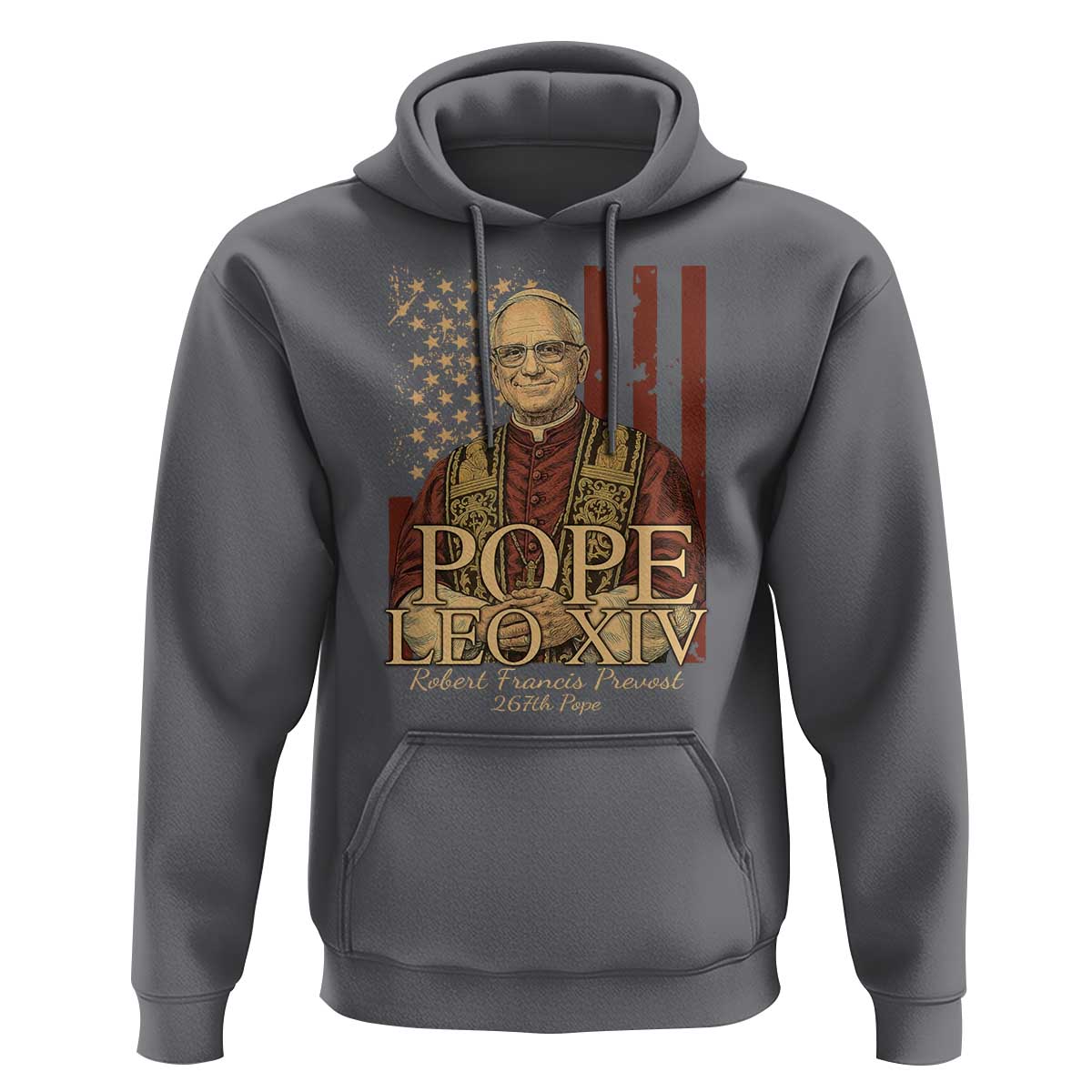 Cardinal Pope Leo XIV Hoodie 267th Robert Francis Prevost American Flag