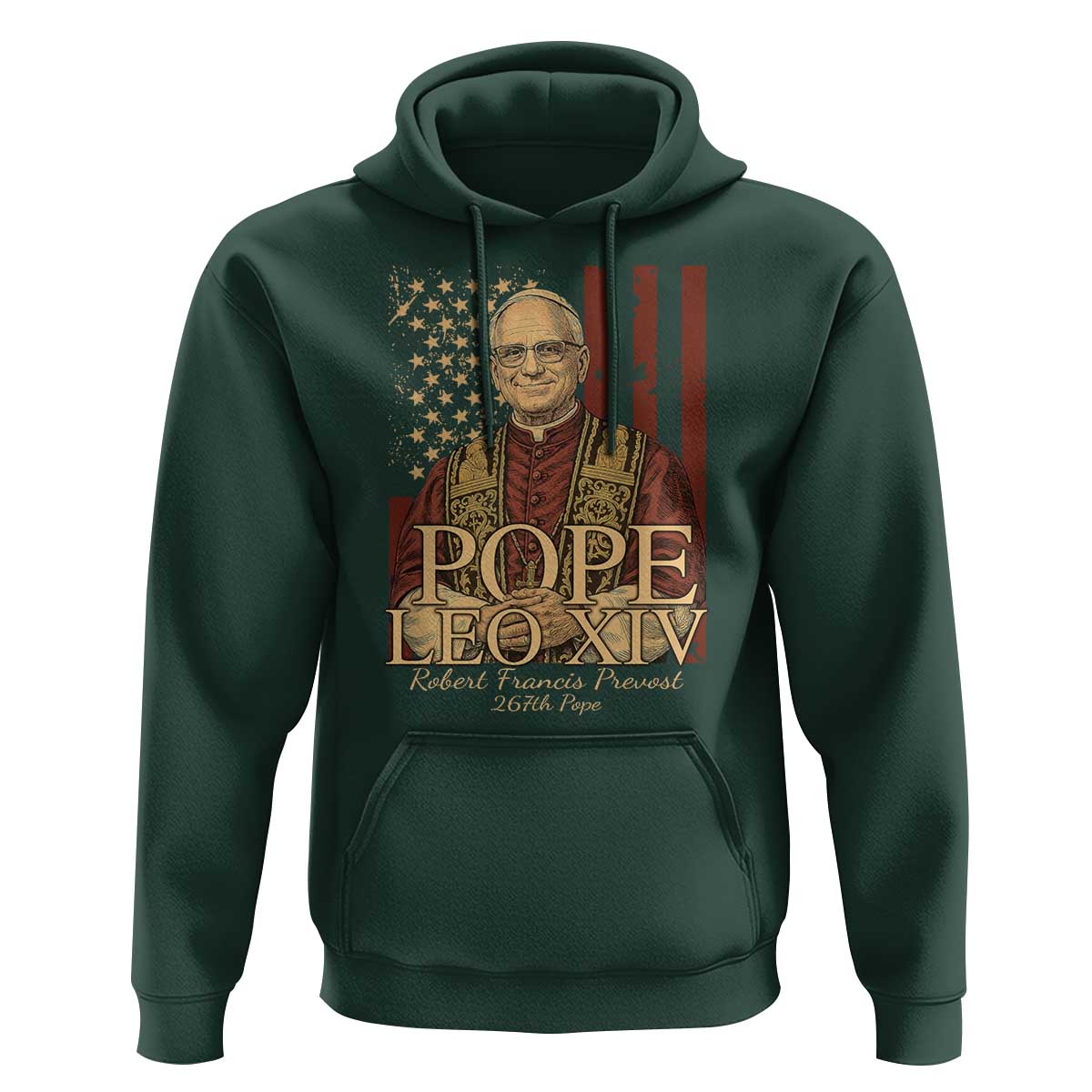 Cardinal Pope Leo XIV Hoodie 267th Robert Francis Prevost American Flag