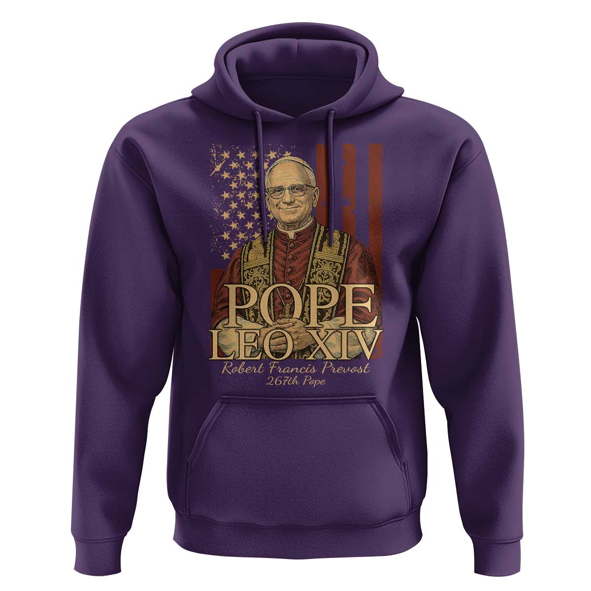 Cardinal Pope Leo XIV Hoodie 267th Robert Francis Prevost American Flag