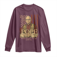 Cardinal Pope Leo XIV Long Sleeve Shirt 267th Robert Francis Prevost American Flag