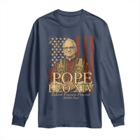 Cardinal Pope Leo XIV Long Sleeve Shirt 267th Robert Francis Prevost American Flag