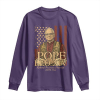 Cardinal Pope Leo XIV Long Sleeve Shirt 267th Robert Francis Prevost American Flag