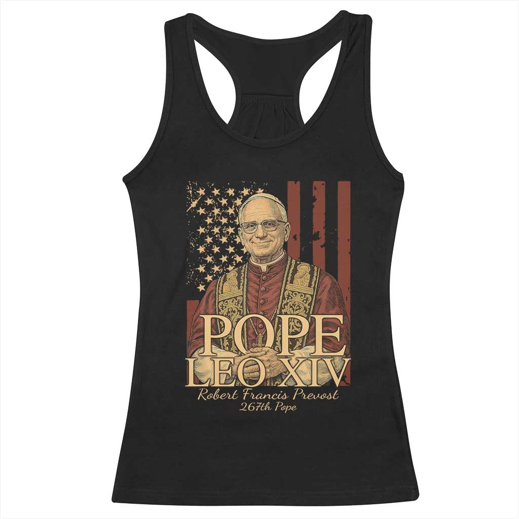 Cardinal Pope Leo XIV Racerback Tank Top 267th Robert Francis Prevost American Flag