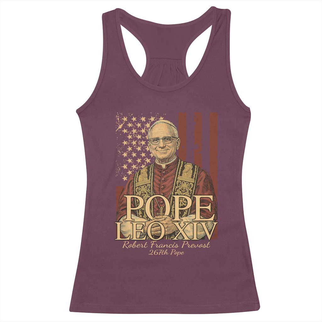Cardinal Pope Leo XIV Racerback Tank Top 267th Robert Francis Prevost American Flag