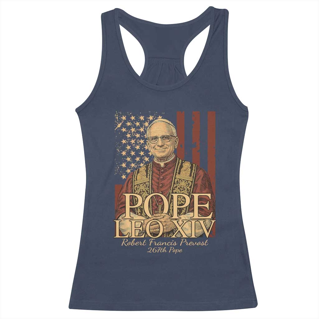 Cardinal Pope Leo XIV Racerback Tank Top 267th Robert Francis Prevost American Flag