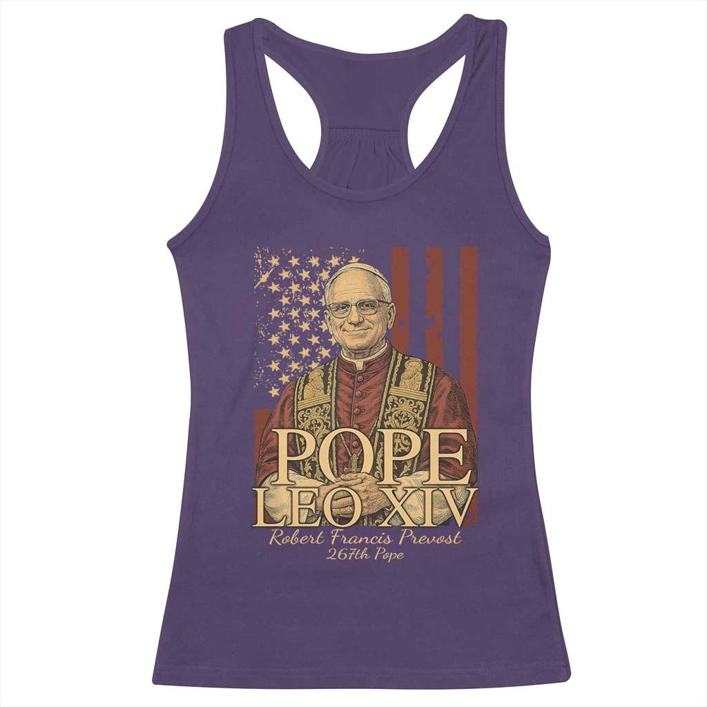 Cardinal Pope Leo XIV Racerback Tank Top 267th Robert Francis Prevost American Flag