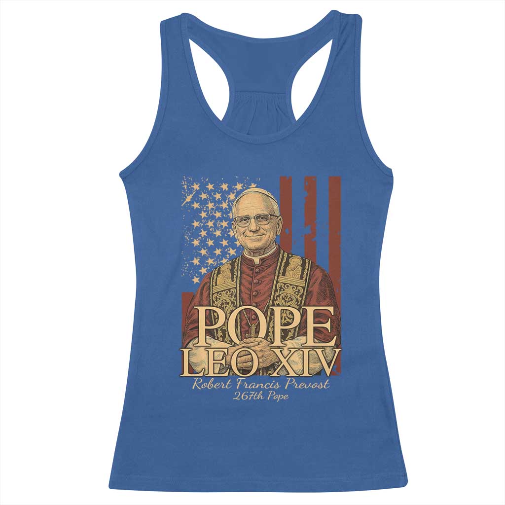 Cardinal Pope Leo XIV Racerback Tank Top 267th Robert Francis Prevost American Flag