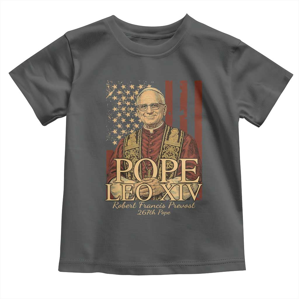 Cardinal Pope Leo XIV Toddler T Shirt 267th Robert Francis Prevost American Flag