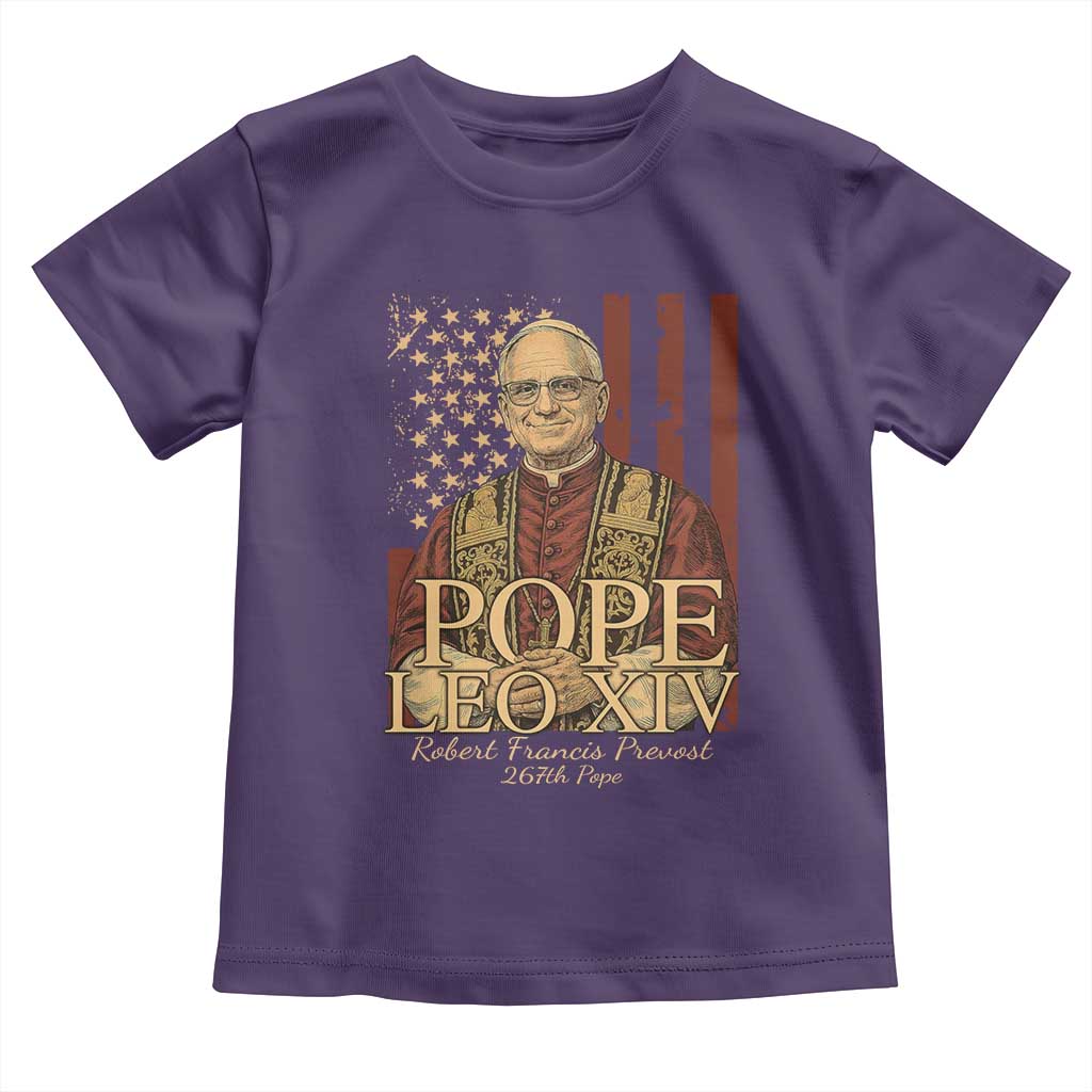 Cardinal Pope Leo XIV Toddler T Shirt 267th Robert Francis Prevost American Flag
