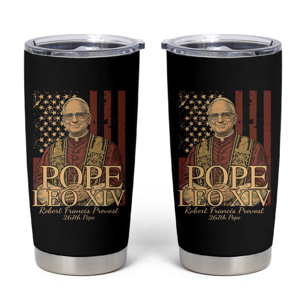 Cardinal Pope Leo XIV Tumbler Cup 267th Robert Francis Prevost American Flag