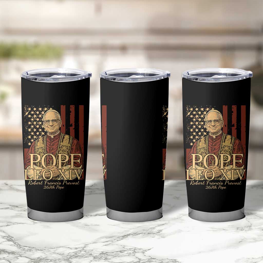 Cardinal Pope Leo XIV Tumbler Cup 267th Robert Francis Prevost American Flag