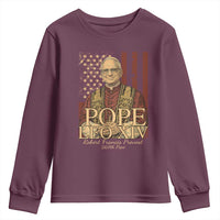 Cardinal Pope Leo XIV Youth Sweatshirt 267th Robert Francis Prevost American Flag
