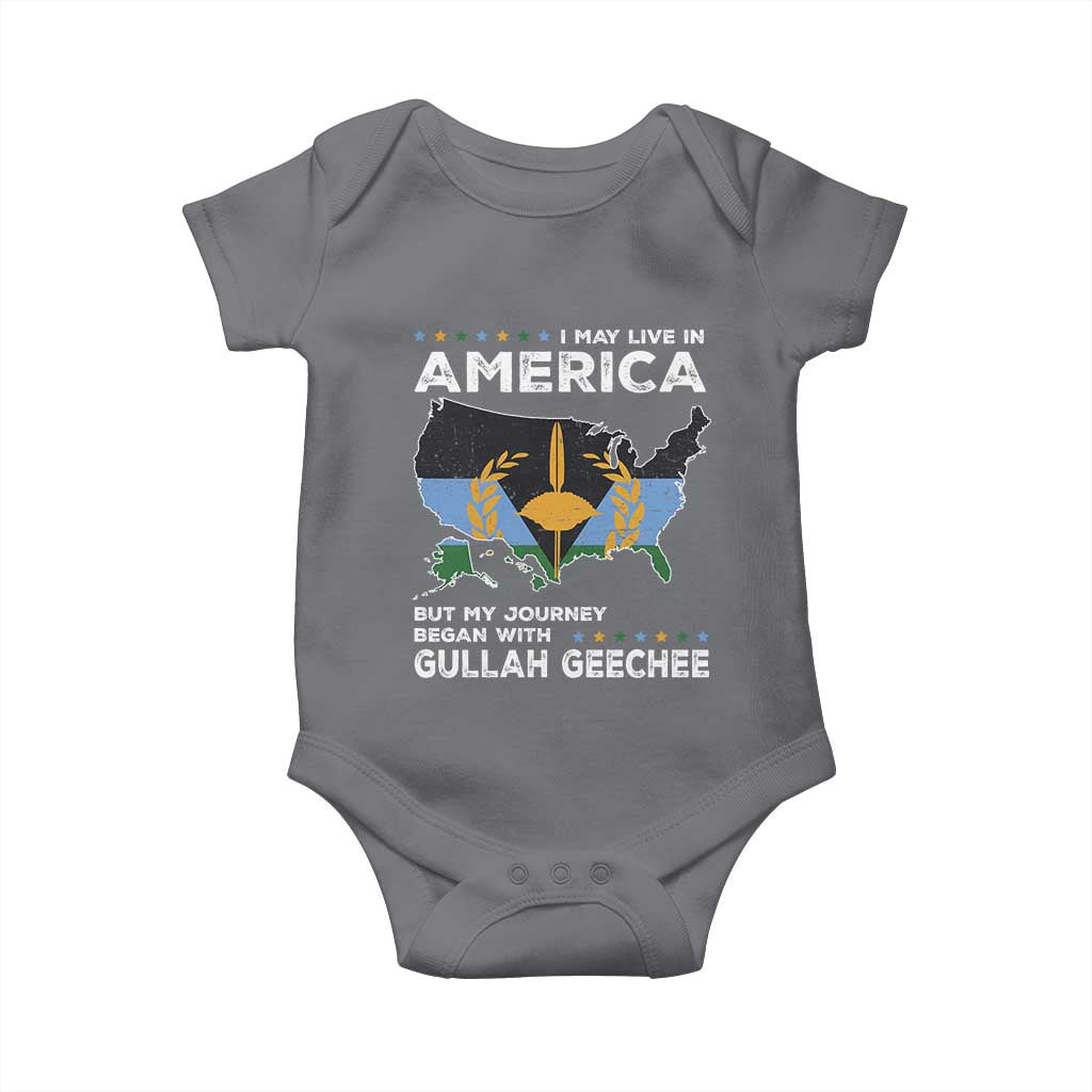I May Live In America But My Journey Began With Gullah Geechee Baby Onesie Gullah Geechee Pride