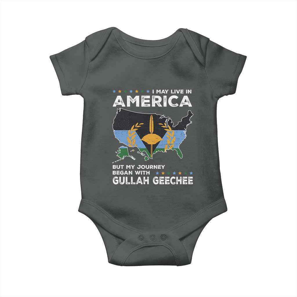 I May Live In America But My Journey Began With Gullah Geechee Baby Onesie Gullah Geechee Pride