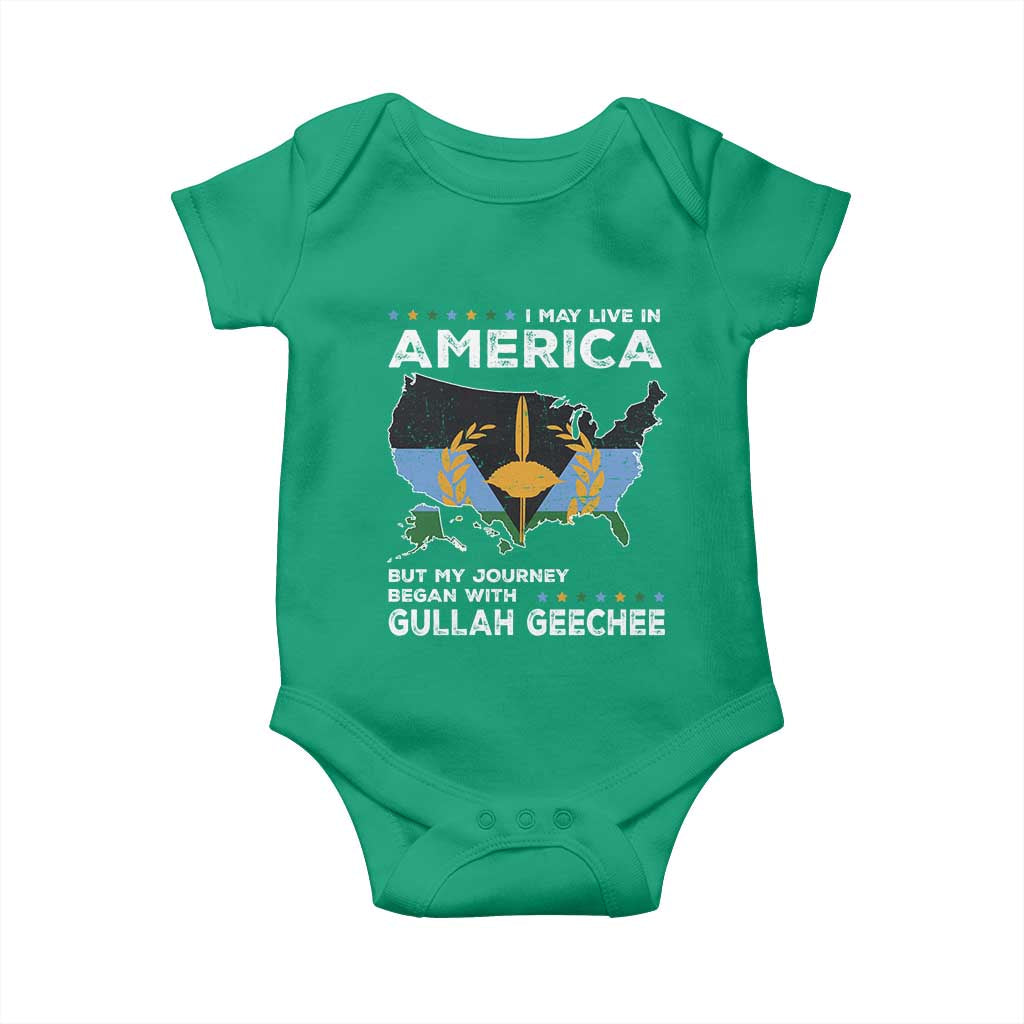 I May Live In America But My Journey Began With Gullah Geechee Baby Onesie Gullah Geechee Pride